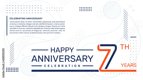 7th anniversary template design with abstract background, vector template