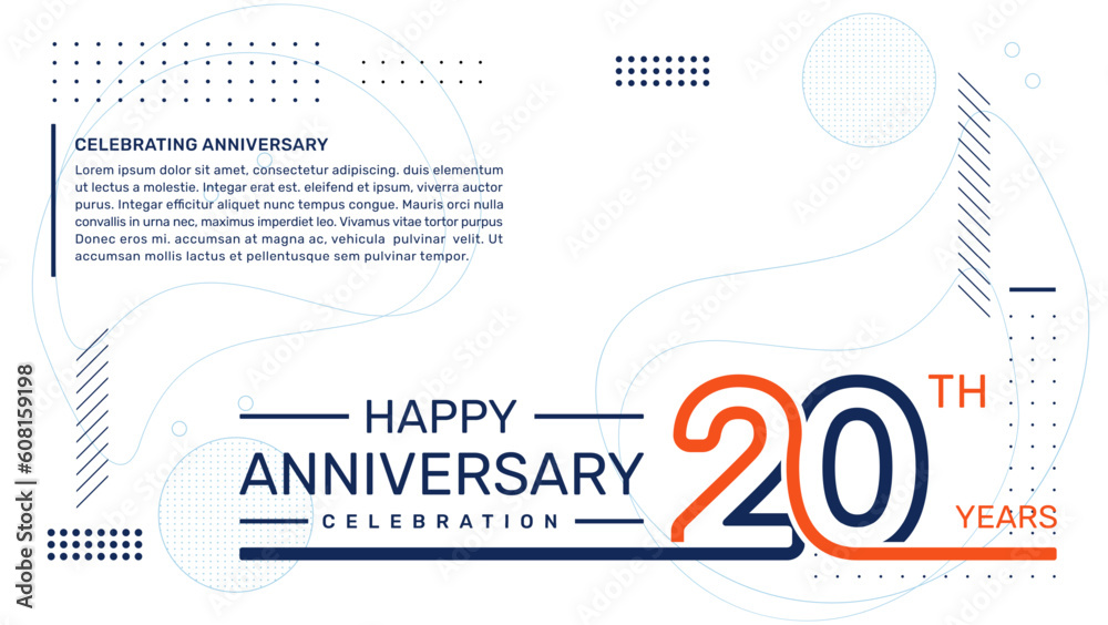 20th anniversary template design with abstract background, vector template