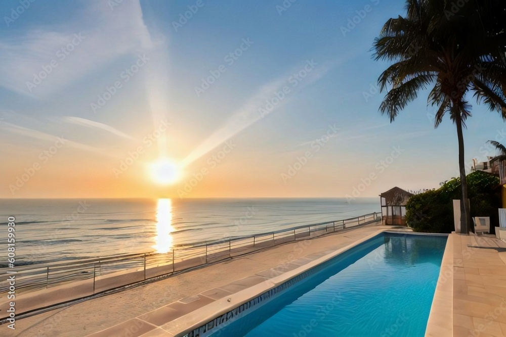 Fototapeta premium sunset in the pool