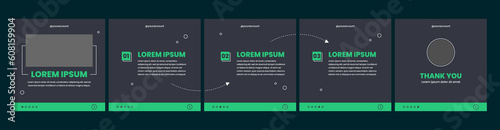 carousel or microblog slide template for social media post. social media template with dark color theme