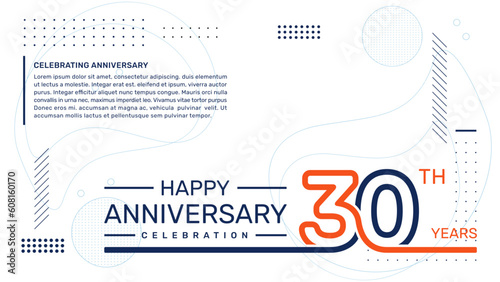 30th anniversary template design with abstract background, vector template
