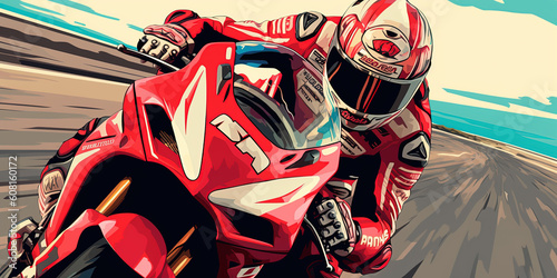 MotoGP racing, motorbike, Generative AI