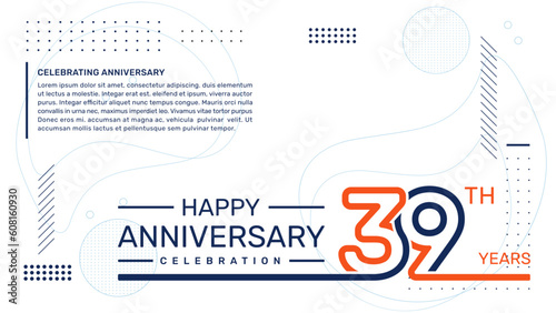 39th anniversary template design with abstract background, vector template