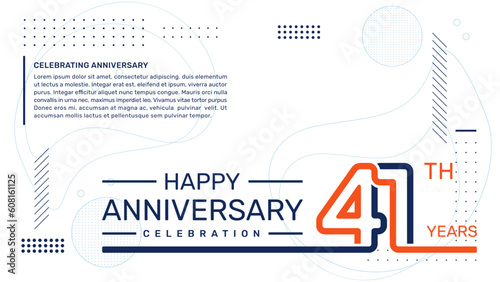 41th anniversary template design with abstract background, vector template