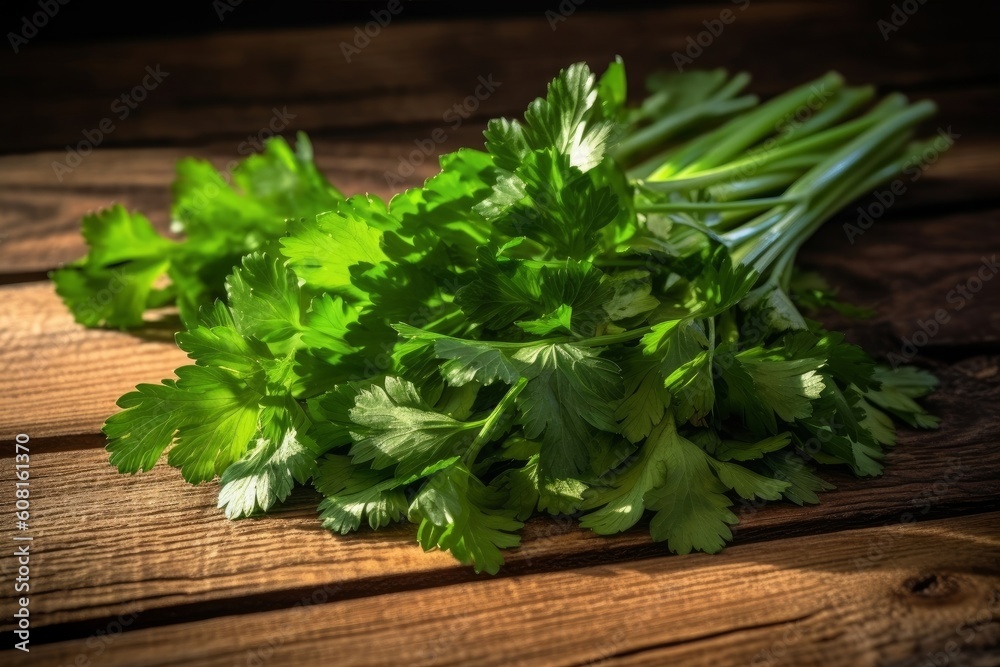 coriander leaves spread out on a rustic wooden surface coriander leaves spread out on a rustic wooden surface