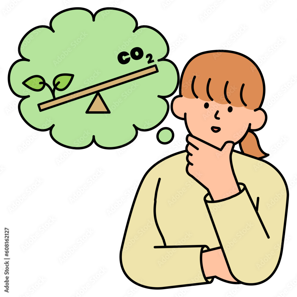 Woman Choosing Environment over Carbon Emissions. Environment, Power and Saving Energy Concept. Cartoon Flat Vector illustration. Woman Choosing Environment over Carbon Emissions. Environment, Power and Saving Energy Concept. Cartoon Flat Vector illustration.