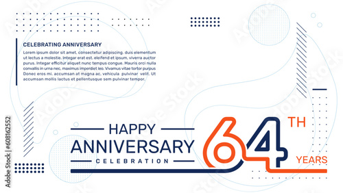 64th anniversary template design with abstract background, vector template