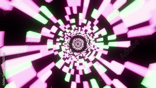 Neon VJ loop tube tunnel background multicolored travel