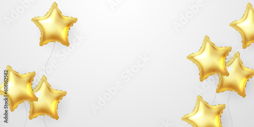 golden star balloon background for celebration party decoration vector illustration