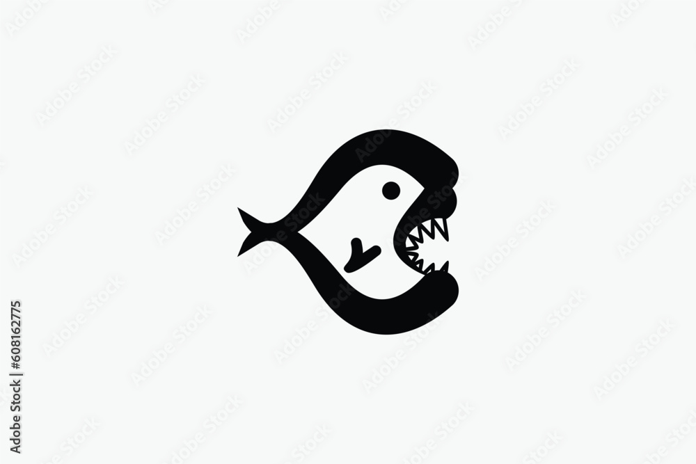 fish logo icon vector illustration, with sharp and cute teeth, perfect for your logo and promotion fish logo icon vector illustration, with sharp and cute teeth, perfect for your logo and promotion