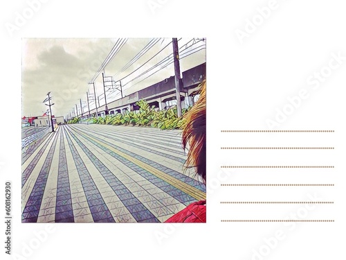 写真と罫線の入ったページのイラストイメージ