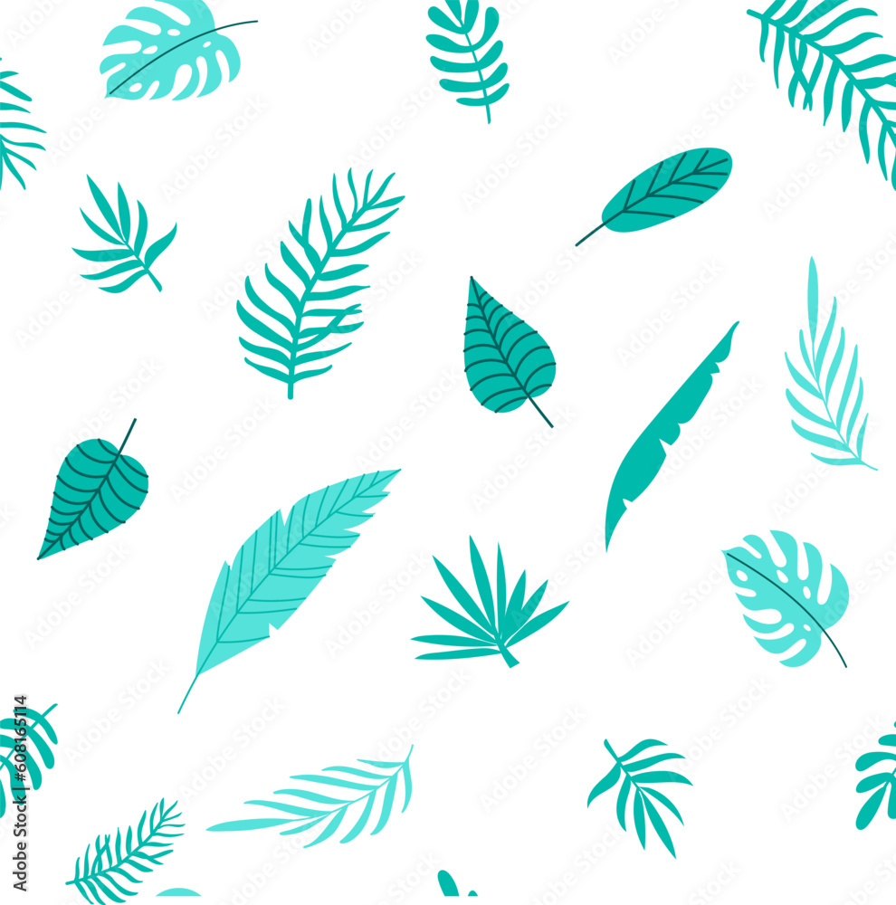 Seamless pattern with tropical leaves. Vector illustrations