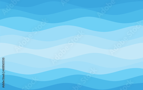 Seamless sea waves pattern. Water wave abstract design. Blue ocean wave layer