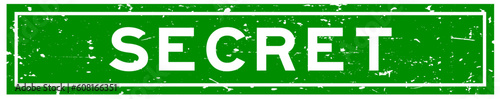 Grunge green secret word square rubber seal stamp on white background