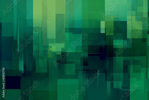 Abstract green background with overlapping rectangulars, Generative ai