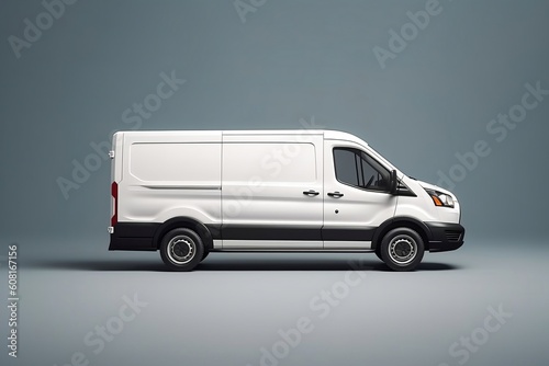 Blank White Delivery Van Isolated on Empty Background, Generated AI © rzrstudio
