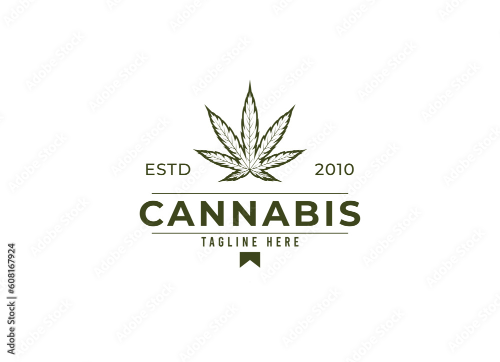 cannabis leaf logo vector icon. Medical marijuana logo emblem. Cannabis emblem logo design
