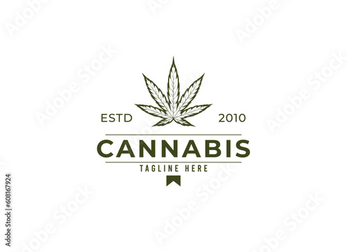 cannabis leaf logo vector icon. Medical marijuana logo emblem. Cannabis emblem logo design