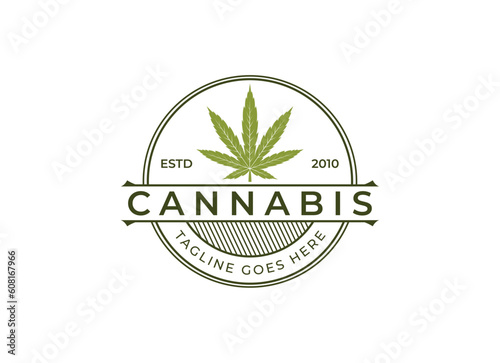 cannabis leaf logo vector icon. Medical marijuana logo emblem. Cannabis emblem logo design
