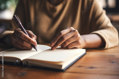 A person journaling their thoughts and feelings, mental health Generative AI photo
