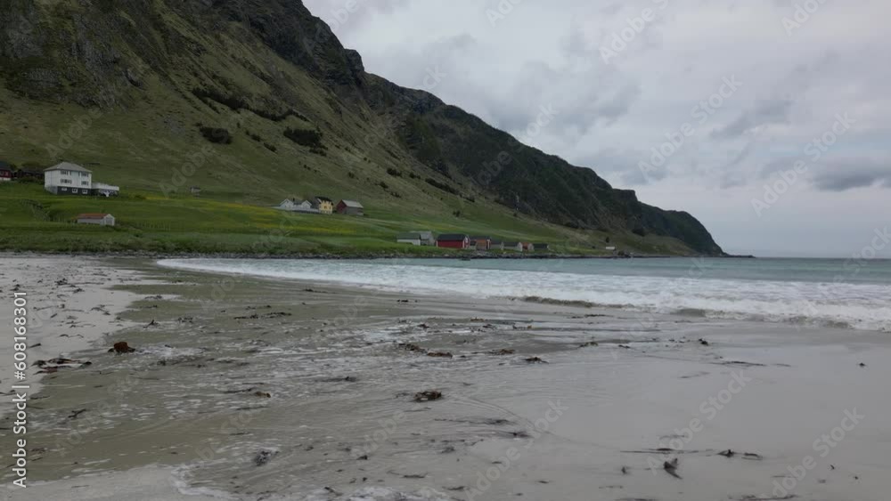 White Sand Beach in Norway; Refviksanden with Kelp Everywhere, and Old ...