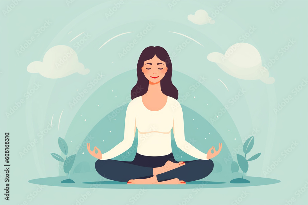 A person participating in a mindfulness-based stress reduction activity, mental health Generative AI A person participating in a mindfulness-based stress reduction activity, mental health Generative AI