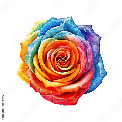 Colorful rose as celebrate pride isolated on transparent background  created with generative AI