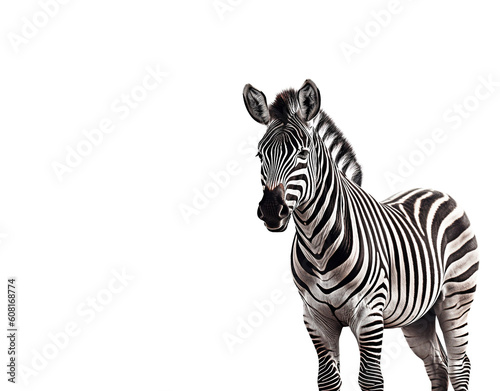 Zebra isolated on transparent background, created with generative AI