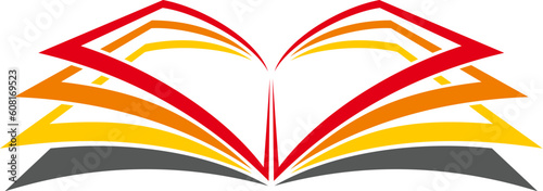 Book shop icon, library store or bookstore vector symbol of open pages. Education, knowledge or school and university literature library and bookstore sign of dictionary for ebook app
