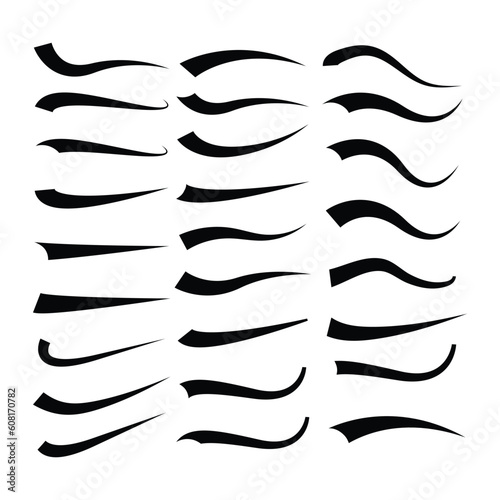 Text Tails Swoosh Baseball Sign, Typography font curve tail, font swoosh tail ornamental vector, baseball tail shape for text ornaments football or athletics tail, ornamental swash underline Swirl 