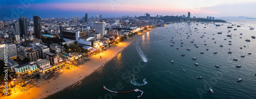 Aerial view of Central Pattaya beach in Chonburi, Thailand