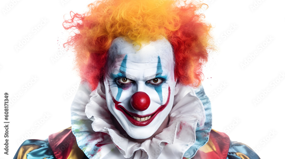 Scary clown isolated on transparent background png Generative AI