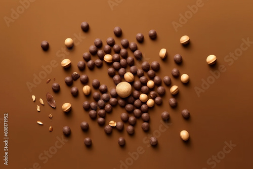 Pieces of chocolate on solid background  Generative AI  cinematic shot for chocolate day