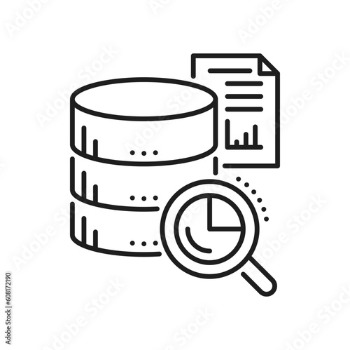 Database, network server, cloud storage line icon. Backup server center, hosting platform or SQL database service outline vector sign. Compute and connection infrastructure, datacenter line icon