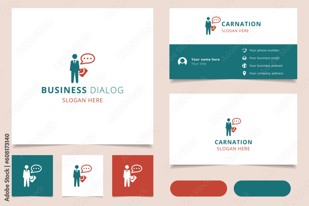 Business dialog logo design with editable slogan. Branding book and business card template.