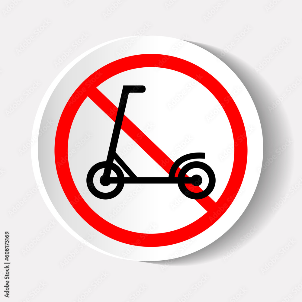 Push scooter prohibition sign. No symbol isolated on white. Vector illustration Push scooter prohibition sign. No symbol isolated on white. Vector illustration