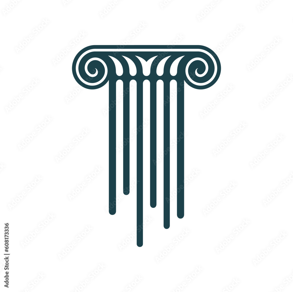 Ancient greek pillar or roman column icon, vector lawyer, legal attorney, law and justice symbol. Antique architecture element of court, university, temple or bank, history museum or library building Ancient greek pillar or roman column icon, vector lawyer, legal attorney, law and justice symbol. Antique architecture element of court, university, temple or bank, history museum or library building