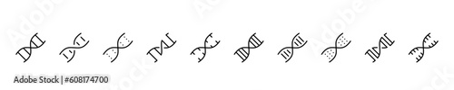 DNA icon set, thin line icons, editable stroke