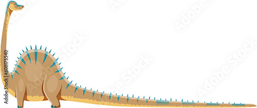 Cartoon Diplodocus dinosaur character. Ancient wildlife, paleontology dinosaur or prehistoric lizard. Jurassic era extinct herbivore Diplodocus reptile cute vector personage with long neck and tail