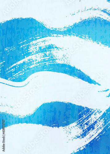 青海波文様　ブルーのグラデーション背景イラスト　和柄