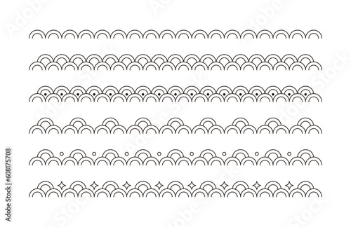 Set of wavy border illustrations in simple line style.