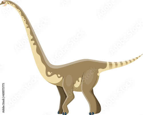 Cartoon Omeisaurus dinosaur character. Extinct creature, ancient wildlife monster or prehistoric lizard. Paleontology animal with long neck, Jurassic era herbivorous dinosaur cute vector personage © Vector Tradition