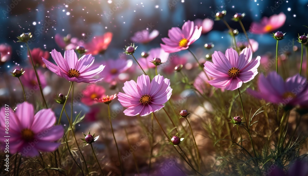 Cosmos flowers pink. Generative AI Cosmos flowers pink. Generative AI