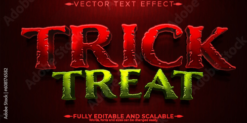 Trick or treat text effect, editable pumpkin and halloween text style