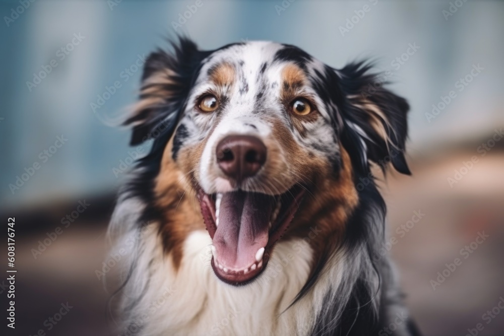 portrait of happy dog with tongue hanging out, looking playful and carefree, created with generative ai