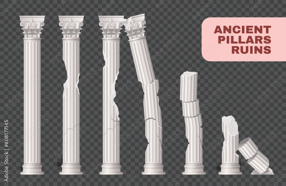 Damaged Pillars Ruins Set