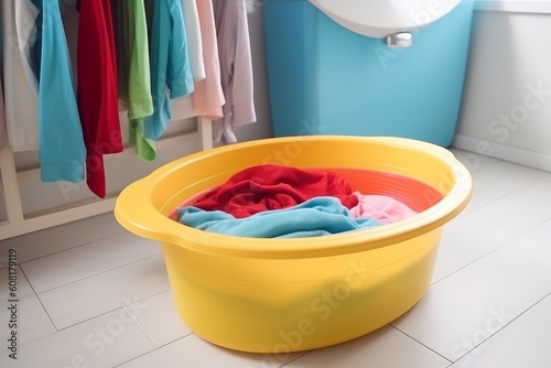 Basin colorful clothes pot. Generate Ai