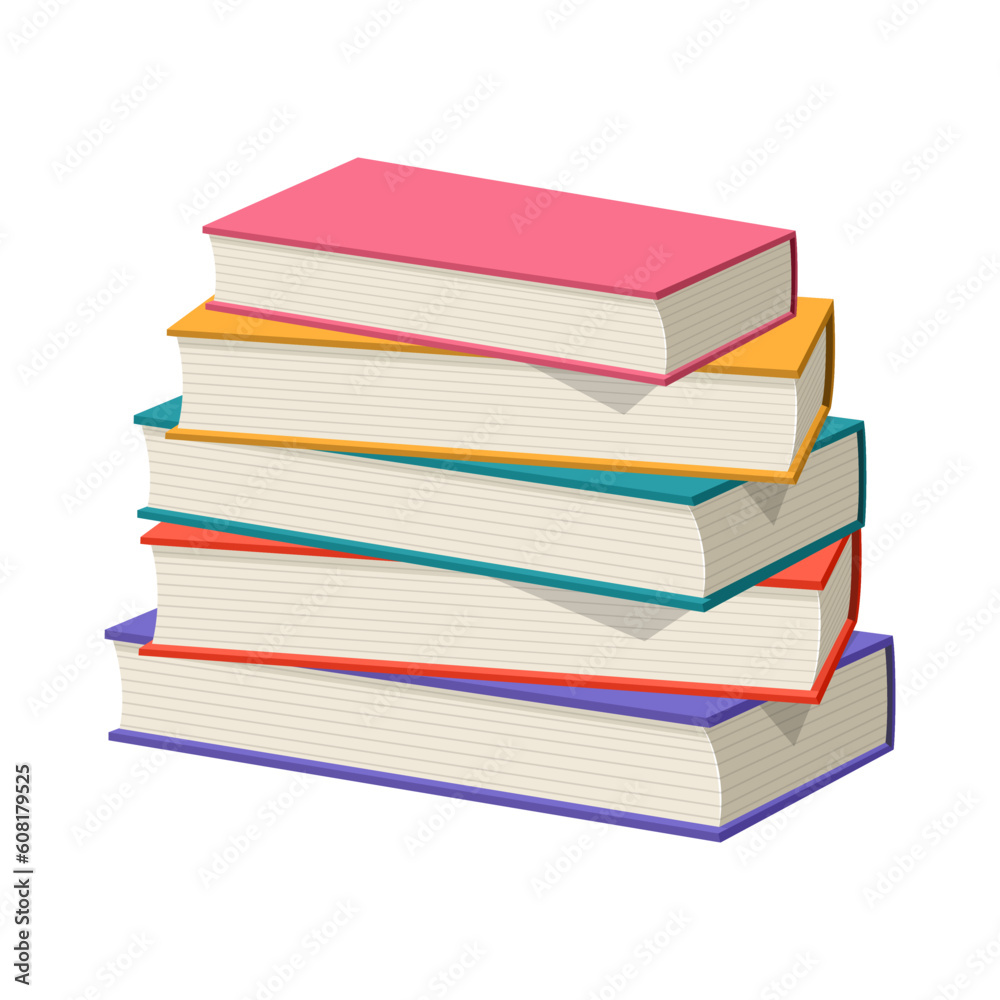 Stack of colorful books isolated on white background, school textbooks and bestsellers, library or bookstore literature, education, pile of vector books Stack of colorful books isolated on white background, school textbooks and bestsellers, library or bookstore literature, education, pile of vector books