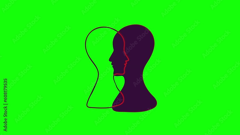 BPD Simple concept. Animated Minimalistic Icon of human head with ...