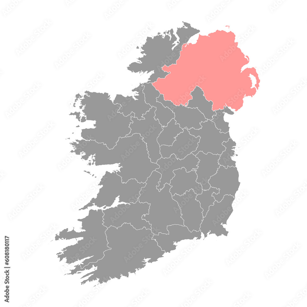 Obraz premium Ireland map with counties and Northern Ireland. Vector illustration.